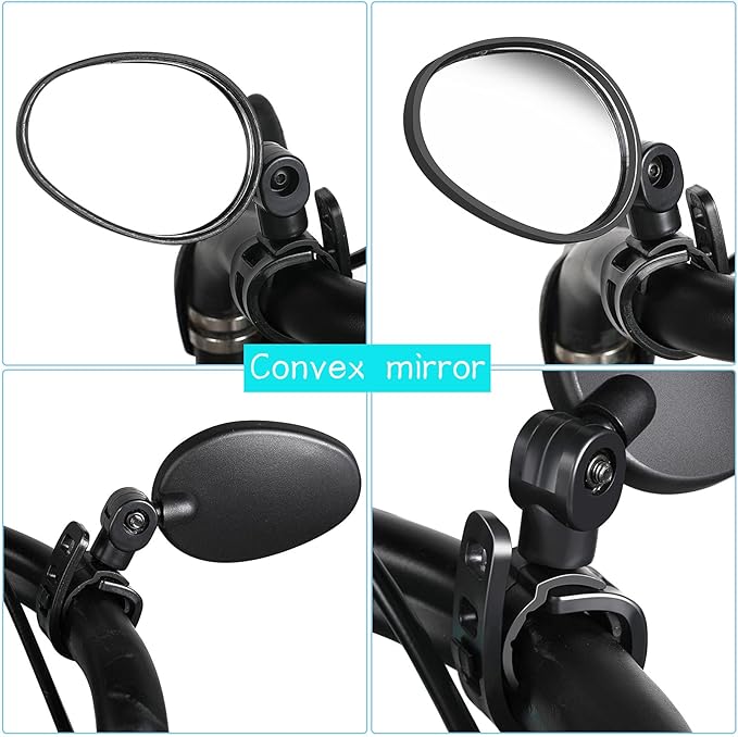 Hestya 2 Pcs Bike Mirror 360 Degree Adjustable Safe Rotatable Handlebar Mirror Bicycle Accessories Shockproof Acrylic Convex for Mountain Road Bike
