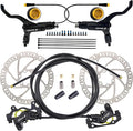 Zoom HB876E 2-PIN/3-PIN 4-Pistons E-Bike Electric Power-Off Hydraulic Brake Set with 180mm Rotors, Pre-Bled Hydraulic Disc Brake Caliper Lever for eBike (Included Mounting Adapter)