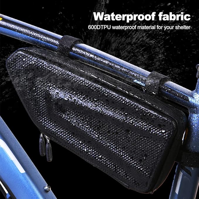 Bike Frame Storage Bag, Universal Waterproof Bicycle Triangle Front Frame Under Top Tube Bag, 2.5 L Narrow Edge Cycling Accessories Pouch for Road Bike MTB Bicycle (COLOR:black)
