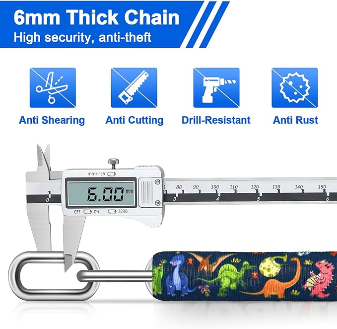 NDakter Bike Lock, 5 Digit Combination Heavy Duty Anti Theft Bicycle Chain Lock, 2.62/3.2/4.27/5/6Ft Long, High Security Resettable, Suitable for Bike, Scooter, Door, Gate, Fence-4/6mm Thick
