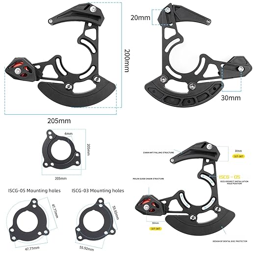 Mountain Bike Chain Guide Single Disc Bicycle Chain Container Compatible with 32T-38T Disc Rotor for MTB Mountain Bicycle