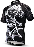 Men Cycling Jersey Skull Bike Short Sleeve Tops Quick-Dry Reflective 3-Pockets S-3XL