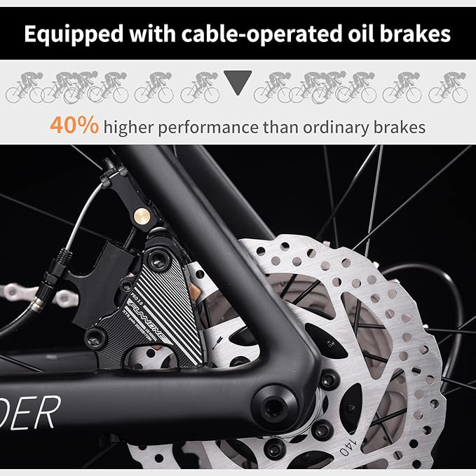 KOOTU Full Carbon Road Bike, T800 Carbon Fiber Frame Lightweight Racing Bicycle with 105 R7000 22 Speed Groupset and Wire-Pull Disc Brake for Adult