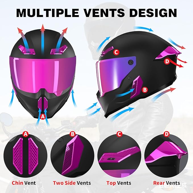 Motorcycle Helmets for Adult Men Women,Full Face Motorcycle Helmet,MG666 DOT Approved Motorbike Racing Street Bike Helmets with Two Visors