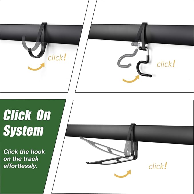 Wall-Mounted Rack With 6 Garage Hooks, Heavy-Duty Aerospace-Grade Aluminum Alloy Hooks Garage & Garden Storage for Shed, Workshop, or Home Organization – For Rakes, Shovels, Tools & More