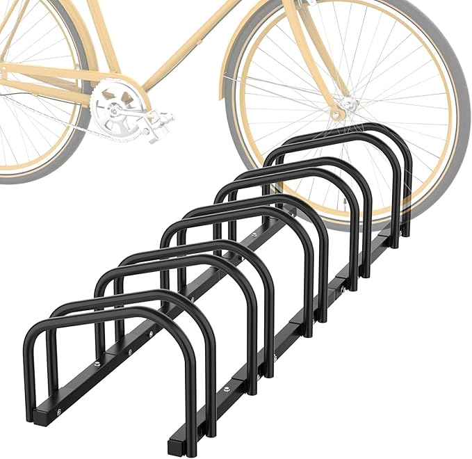 WALMANN 5 Bikes Floor Bike Stand, Bike Parking Rack Garage Bike Storage Stand Indoor/Outdoor 22-28" Wheel Stand, Max. Tire Width 2.1"