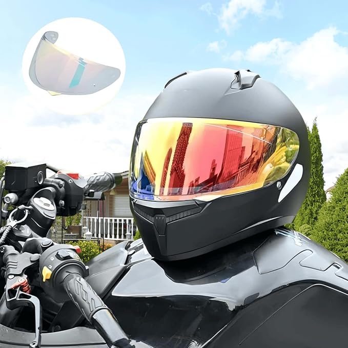 HJ-34P Visor Shield Replacement,HJC C10 Motorcycle Helmet Visor Compatible with HJ-34P HJC C10 UV Protection (Revo Clear Red)