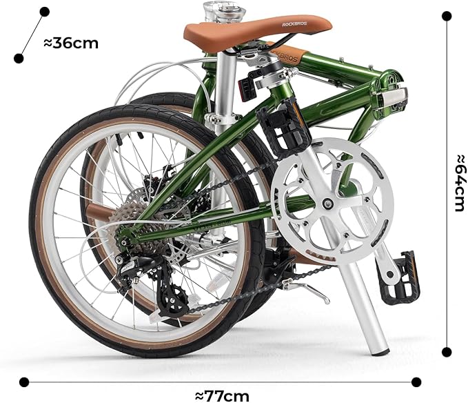 ROCKBROS VDS 20 Inch for Adults, 26lb Lightweight Foldable Bike for Women & Men, Shimano 8-Speed Adult Folding Bicycle with Disc Brakes, Portable Commuter City Bike