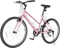 26 inch 7-Speed Commuter Bicycle,Men's Cruiser Bike/Mountain Bike/Hybrid Bicycle,V Brake,Metal Frame, Adult Bike (Black, White, Blue, Green, Purple, Pink)