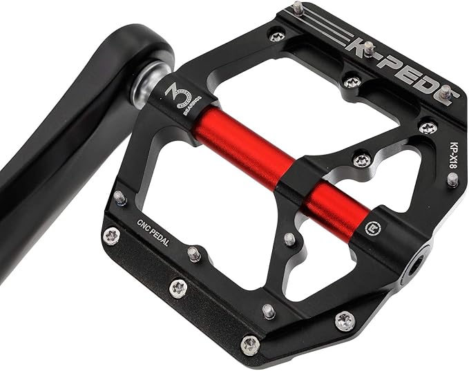 Aluminum Alloy 9/16" Bike Pedal MTB Wide Platform Flat Non-Slip Bicycle Pedals with 3 Bearings for Mountain Bikes, Road, BMX