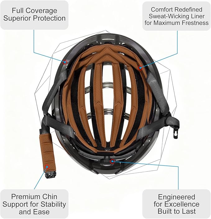 KINGBIKE Bike Helmet for Adult Men Women Youth Road Commute Mountain Cycling Helmets with Replaceable Padding Lightweight 2 Sizes 20.4"-24"(52-61cm)