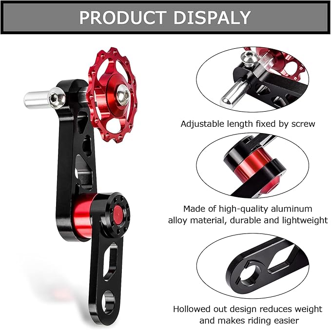 PSLER Bike Single Speed Chain Tensioner, Aluminum Alloy Bicycle Chain Guide with Derailleur Hanger, Foldable Bike Chain Stabilizer Replacement for MTB Road Cycling Accessories