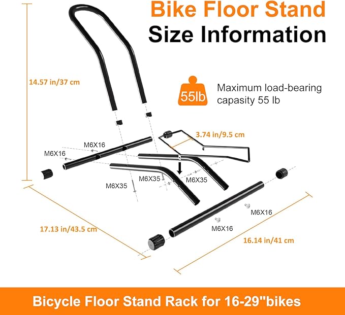 Bike Floor Stand Bikes Bicycle Rack for Outdoor and Indoor,Front And Rear Wheel Storage Bicycle Freestanding Parking Stand Holder Fit for 16"-29" Kid's/Mountain/Road Bikes,Heavy Duty Metal,Adjustable
