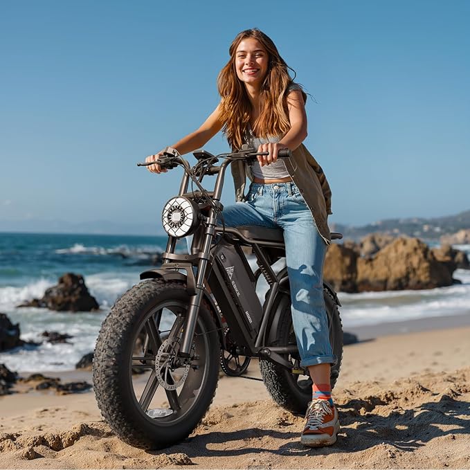 TST Electric Bike for Adults, 1500W Peak Motor 28 MPH 60/100 Miles Fat Tire Ebike with 48V 15Ah/25Ah Removable Battery 20" Electric Dirt Bike Full Suspension and 7-Speed