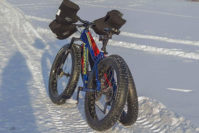 BAR MITTS Attachable Extra Large Black Mountain Bike Extreme Cold Pogies fits Flat Handlebars with Bar End Mirror | Waterproof | Easy Installation | Safety Reflection Logo