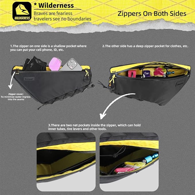 Rhinowalk Bicycle Front Frame Bag Bike Under Top Tube Triangle Bag Lightweight 1.7L Cycling Accessories Nylon Pack Pouch for Mountain Road Bike