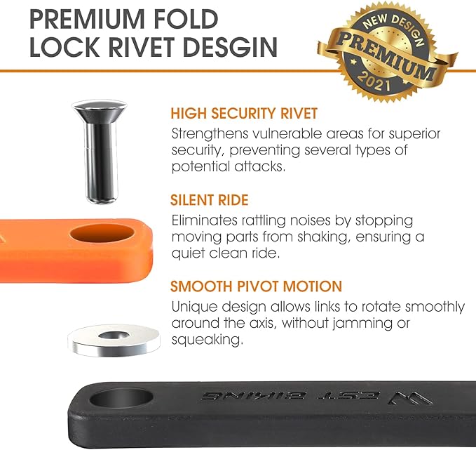 Compact Folding Bike Lock with 3 Keys, 2.06 Ft Anti Theft Security Bicycle Locks, Super Strong Bicycle Security Chain Lock with Bracket for Electric Bikes/Scooters