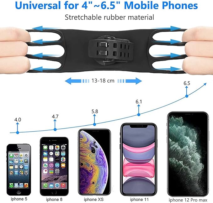 Bike Phone Mount 2 Pack, Universal Motorcycle Phone Holder for Bike, 360°Rotation Silicone Bicycle Phone Holder Handlebar Phone Mount Compatible with iPhone, Samsung, All Smartphones