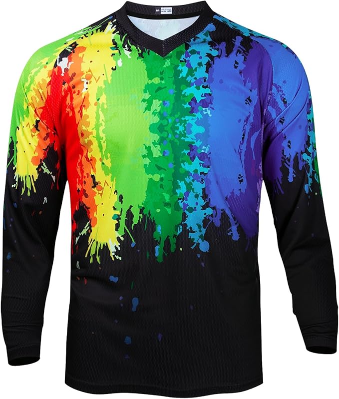 JPOJPO Men's Mountain Bike Jersey Long Sleeve MTB Off-Road Racing Downhill Motocross Shirts Quick Dry&Moisture-Wicking Tops