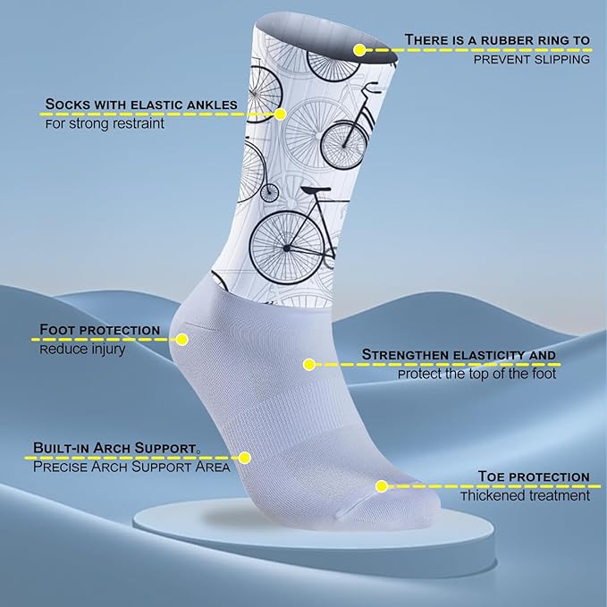 Cycling Socks Athletic Crew Socks Breathable Cushioned Compression Running Hiking Socks For Mens Womens