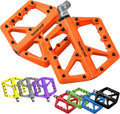 MTB Pedals Large Mountain Bike Pedals, Lightweight Nylon Fiber Composite Bicycle Platform Pedals, Grippy Pedals w 18 Pins, Cr-Mo Spindle fit w 2 Bearings, Clipless Pedals for BMX MTB Bike 9/16"