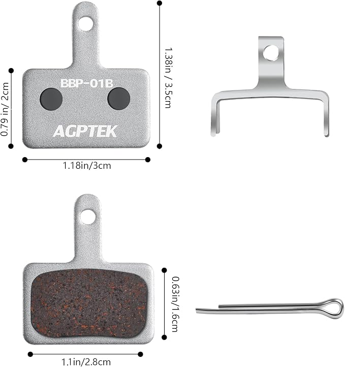 AGPTEK Bike Brake Pads, High-Performance Brake Pads, Disc Brake Pads & Spring (Semi-Metallic&Resin) for Mountain Bike Disc Brakes,Bike Pads Compatible with TRP Tektro Shimano Deore Br