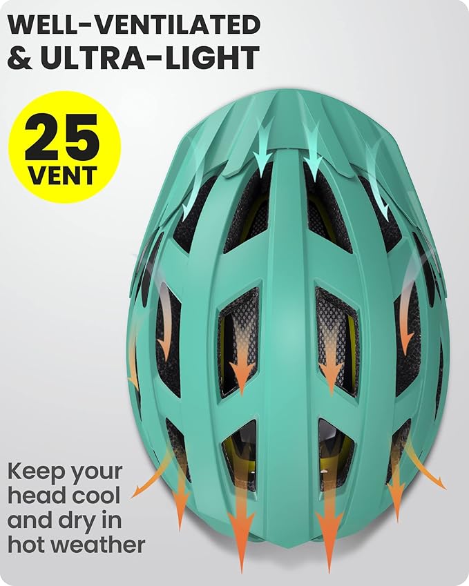 OutdoorMaster Gem Recreational MIPS Cycling Helmet - Two Removable Liners & Ventilation in Multi-Environment - Bike Helmet in Mountain, Motorway for Youth & Adult