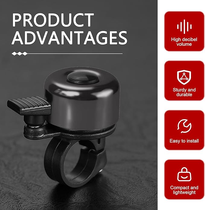1 PC Bike Bells, Aluminum Bike Bell for Kids Loud Crisp Bicycle, Universal Cycling Accessories, Suitable for Adults and Children (Black)