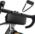 T-carbon Bike Handlebar Bag, Carbon Fiber Hard Shell Bicycle Front Bag, Bike Handlebar Storage Pouch Pack with Shoulder Strap for Road Mountain Bike Cycling Travel,Matte Black