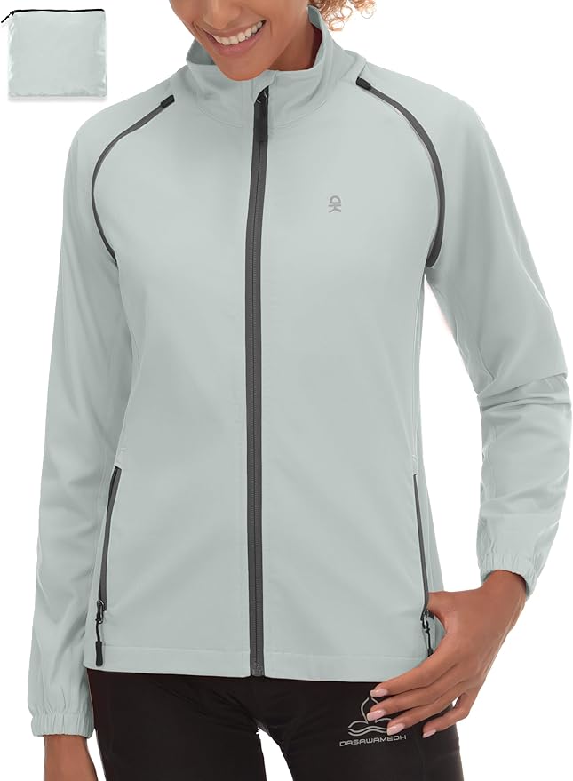 Little Donkey Andy Women's Lightweight Waterproof Cycling Jacket with Removable Sleeves for Biking Running Golf