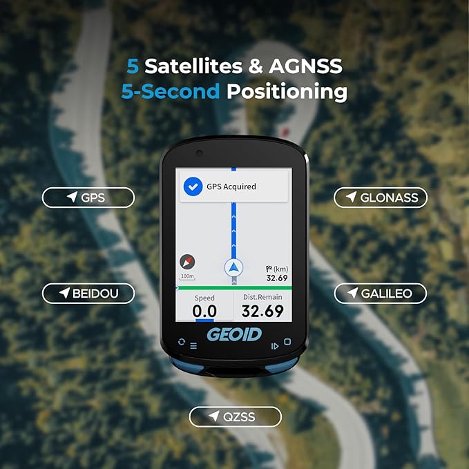 GEOID CC600 Color Screen Bike/Cycling Computer Wireless - Route Navigation with Re-Route Planing, WiFi & Bluetooth, Fast 5s GPS Positioning, with CS600 Cadence/Speed Sensor for Cycling