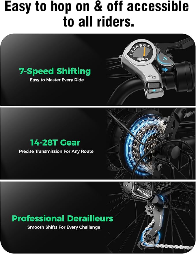 26" Electric Bikes for Adults, Peak 1000W Electric Bike, Up to 25MPH&40 Miles, Ebike for Adults with 375Wh Removable Battery, 7-Speed&Front Suspension Commuter Ebike for Outdoor (Jet Black)