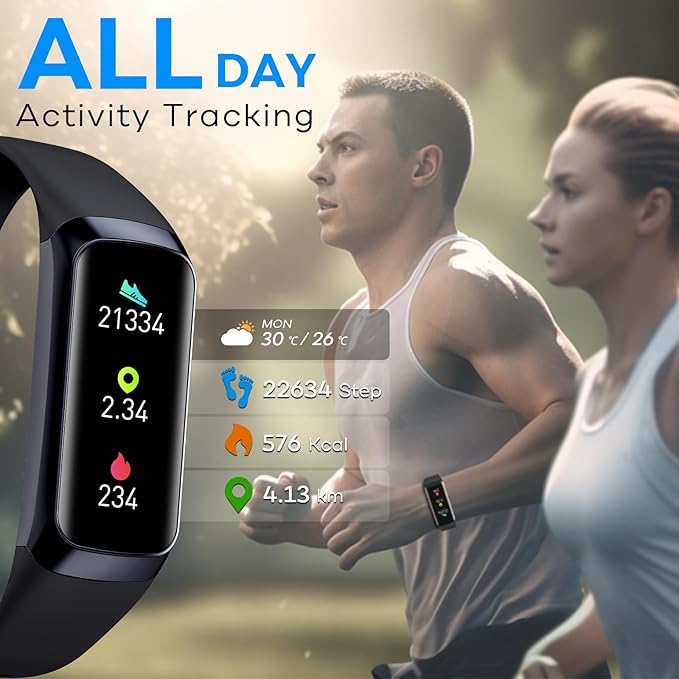 Fitness Tracker,2026 Smart Watch with Blood Pressure Heart Rate & Sleep Monitor IP67 Waterproof Step Calorie Counter Pedometer Fitness Activity Health Watch for Android iOS Phone Men Women