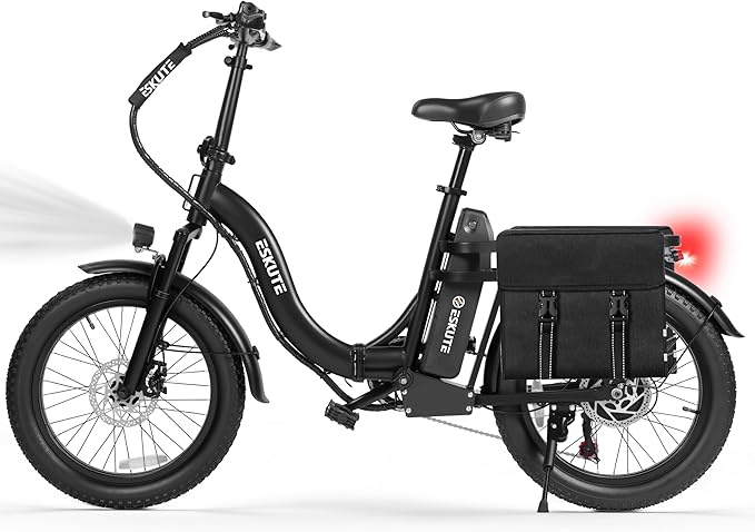 1200W Peak Folding Electric Bike for Adults, 28MPH 48V 10.4Ah Removable Battery, 55-Mile Range, 20"x3" Fat Tire, Step-Thru Ebike with Basket 7-Speed – Commuter E-Bike