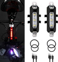 2 Pack USB Rechargeable LED Bicycle Rear Lights Cycling Bike Taillight Safety Lamp Night Essential Waterproof 4 Modes Warning Light for Men Women Kids MTB