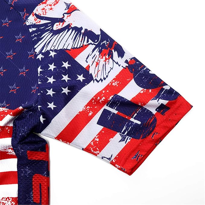 JPOJPO USA Cycling Jersey Men Short Sleeve Bike Shirts Biking Jersey Summer American Bicycle Tops with 3 Pockets Reflective