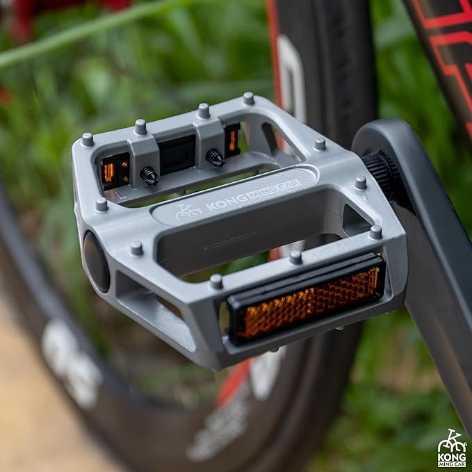 Mountain Bike Pedals 9/16 Inch - Bicycle Flat Pedals with Reflectors - Lightweight Aluminum Alloy Wide Platform Pedals for Mountain Bike, BMX, Road Bike Pedals