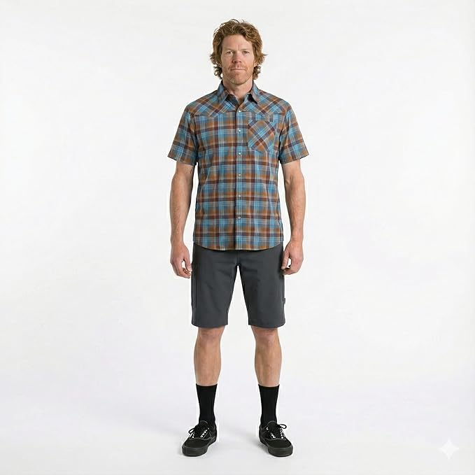 Club Ride Apparel New West Cycling Shirt - Men's Short Sleeve Cycling Jersey - Sport Fit Snap Down Top - 50 UPF Riding Shirt