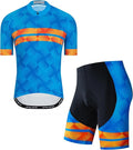 JPOJPO Cycling Jersey Men Set Bike Shirt Kit Short Sleeve Clothing Tops+5D Padded Shorts Summer Breathable Quick-Dry S-3XL