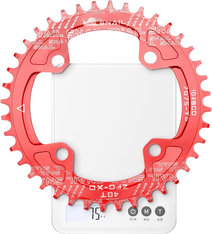 FOMTOR 104 BCD Chainring (30-52T) 7-12 Speed Compatible CNC 7075 Aluminum Narrow Wide Tooth Round Oval Chainrings for MTB/Road Bike Ebike Chainwheel Black/Red