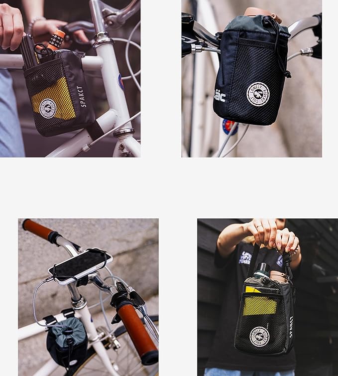 Bike Cup Holder,Bike Stem Bag,Bike Water Bottle Holder,Bike Handlebar Bag,Waterproof Bicycle Frame Bag,Bike Bags for Bicycles,Bike Feed Bag,Bike Snack Bag(blue)