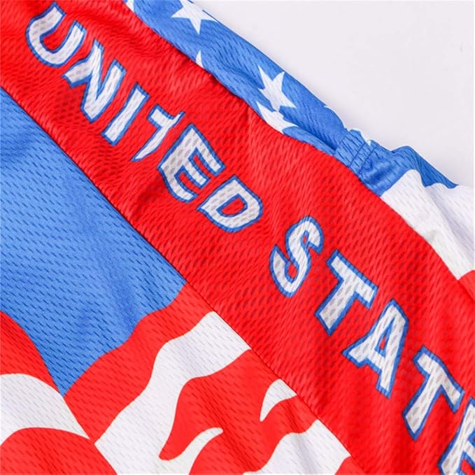 JPOJPO USA Cycling Jersey Men Short Sleeve Bike Shirts Biking Jersey Summer American Bicycle Tops with 3 Pockets Reflective