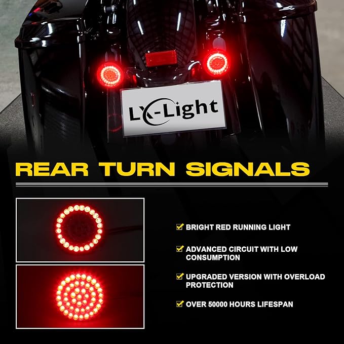 LX-LIGHT Pair 2'' Bullet Style 1157 Rear LED Turn Signal Light Kit Compatible with Dyna Softail Touring Street Glide Road King Sportster 1986-2025 Motorcycles