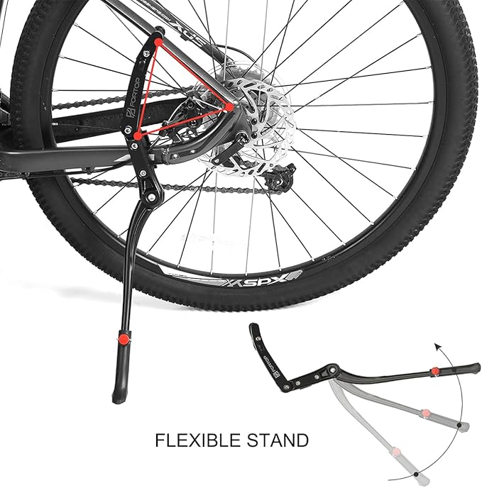 Bike Kickstand for Adult Bikes, Heavy Duty Adjustable Bicycle Kickstand, Fits 24–29 Inch Mountain & Road Bikes