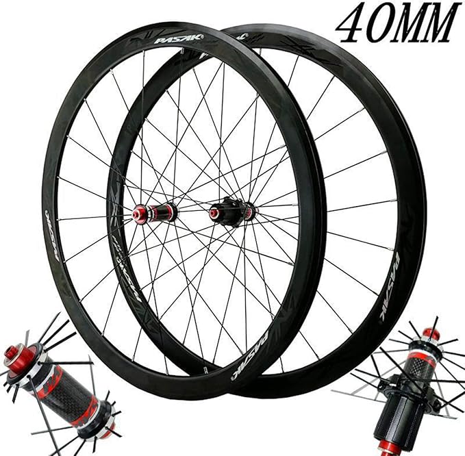 Carbon Fiber 700C Road Bikes Wheelset 40mm Aluminum Rim Front + Rear Wheel C/V Brake Quick Release 7 8 9 1011 Speed Matte