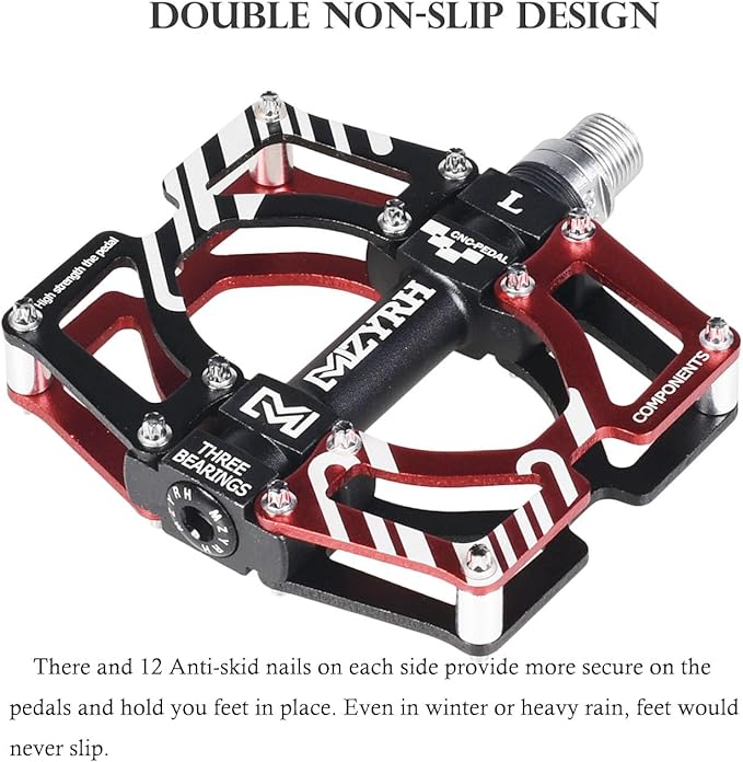 ThinkTop Aluminum Alloy Mountain Bike Pedals Axle 9/16 3 Bearing Platform Pedals Flat Sealed Ever Lubricate Bearing for Road BMX MTB Bicycle Cycling