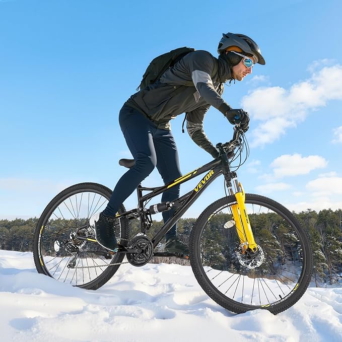 VEVOR Mountain Bike for Men/Women, 20"/26"/29" Sizes, 7/21/24 Speed Twist Shifting, Front or Dual Suspension, Dual Disc Brakes, Comfort Saddle, Sleek Colors