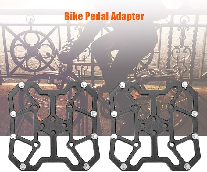 Keenso Bike Pedal Adapter, 1 Pair Aluminum Alloy Bike Bicyle Clipless Pedal Platform Adapters for