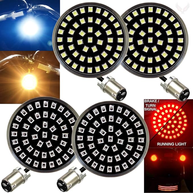 Eagle Lights 8748TS-G2B-4-C Midnight Edition 2 Inch Front and Rear LED Turn Signal Kit Compatible with Harley Davidson® Motorcycles - 1157 Front / 1157 Rear/Add Clear Lenses