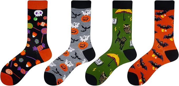 Cansok Men's 2/4 Packs Fun Crazy Novelty Dress Crew Socks